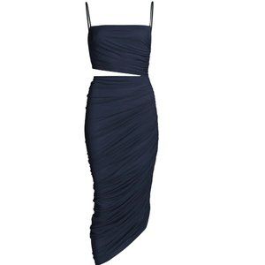 Halston Averie Jersey Cocktail Dress- Navy- 2